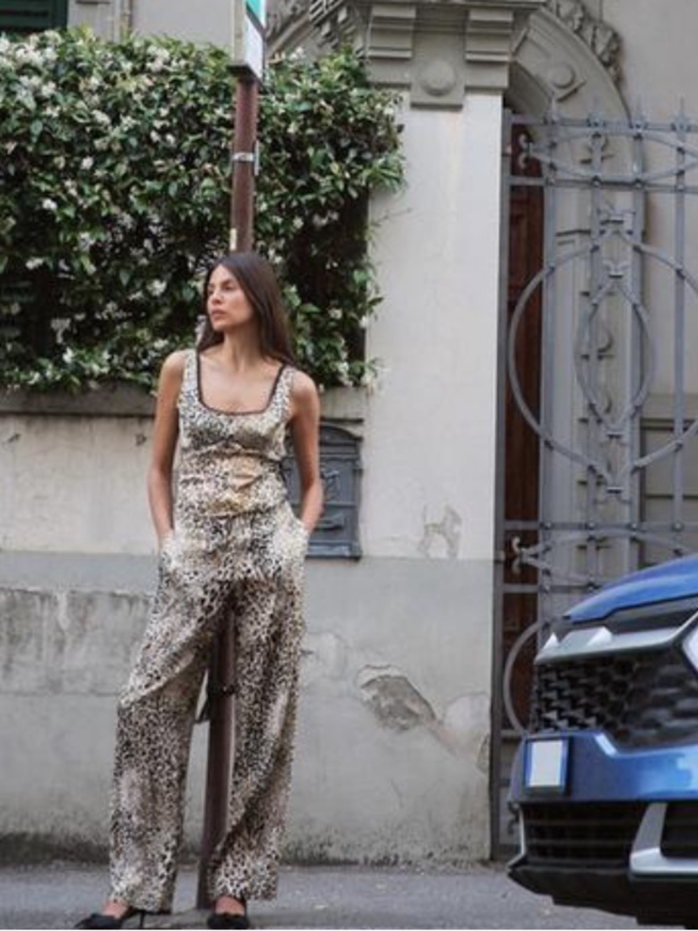 Leopard Print Wide-Leg Jumpsuit - Beige